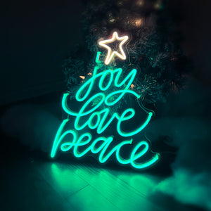 Christmas and Holiday Custom Neon Sign - Joe Love Peace Christmas Tree