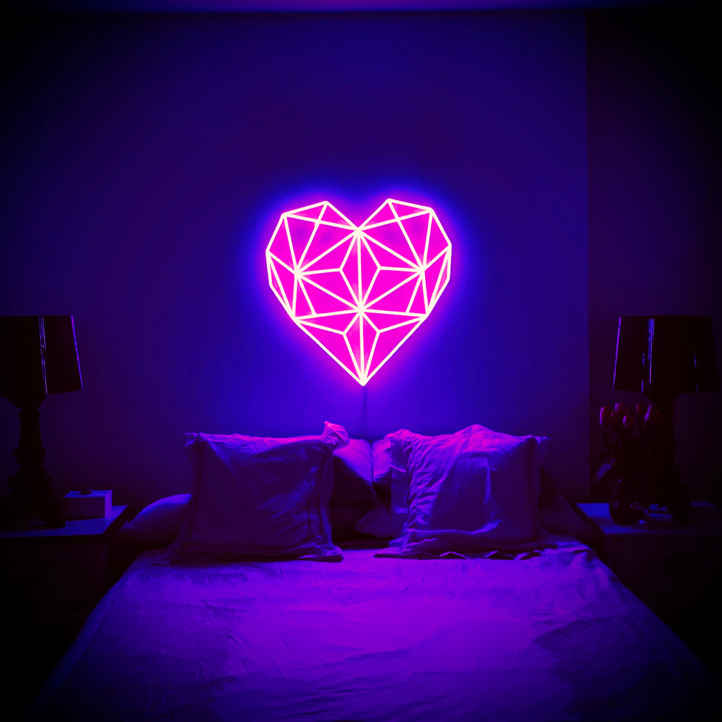 Geometric Heart - Custom LED Neon-Style Wedding Sign