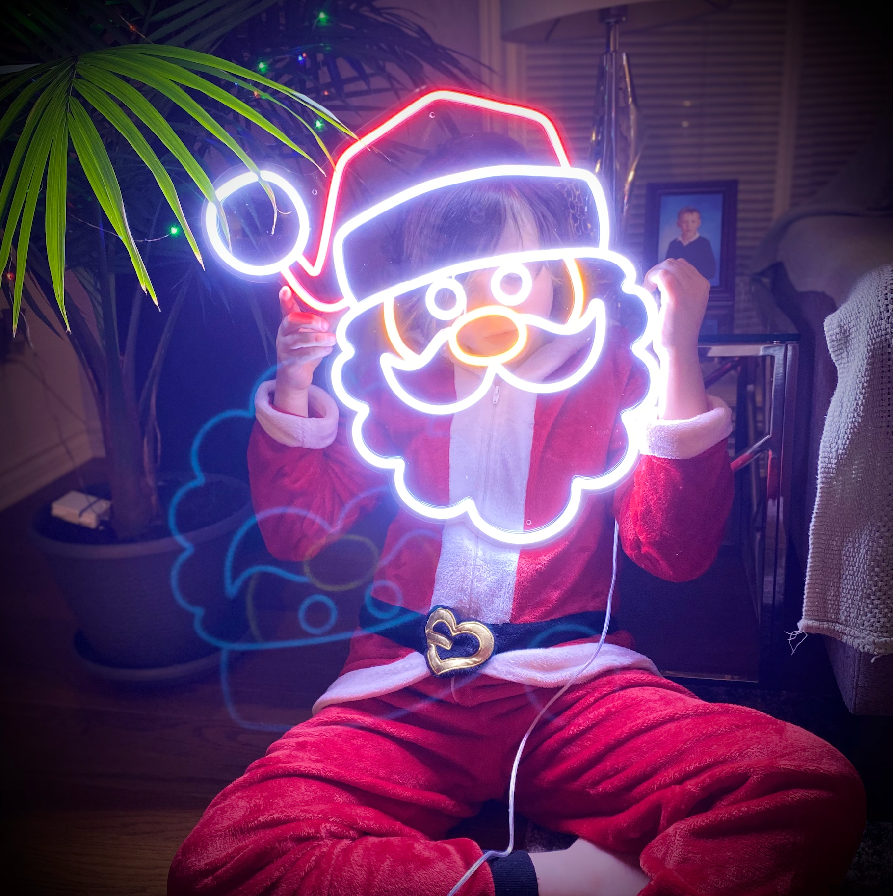 Custom Christmas Neon-Style LED Sign - Santa Claus